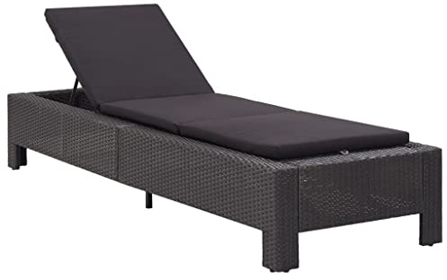 vidaXL Sonnenliege mit Auflage Liege Lounge Relaxliege Gartenliege Liegestuhl Rattanliege Rattanmöbel Gartenmöbel Schwarz Poly Rattan