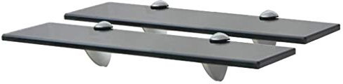 Festnight Schwebende Regale Glasregal Glasboden Glasablage Badablage Wandablage 2 STK. Glas 40 x 20 cm 8 mm Schwarz
