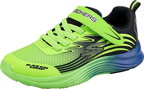 Skechers Pojkens rakhyvel grepp sneaker, Lime svart textil trim, 30 EU