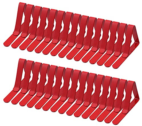SagaSave, clip per tovaglia, in acciaio inox, per picnic, casa, cucina, picnic, giardino, festa di nozze, confezione da 30 pezzi, colore: rosso