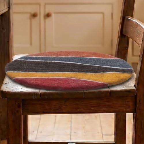 Filz Stuhlauflage, handgefertigtes rundes Meditationskissen, rost/bunt | 100 % Wolle, angenehmes Sitzgefühl, warm im Winter, kühl im Sommer, natürlicher Farbtupfer