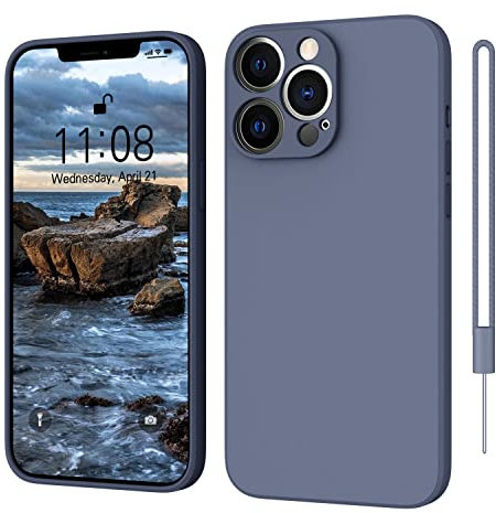 ORDA für iPhone 13 Pro Max Hülle Silikon Case, Handyhülle für iPhone 13 Pro Max Ultra Dünn Slim mit Microfiber, Kratzfeste Rundumschutz Case Schutzhülle Hülle für iPhone 13 Pro Max 6.7'' Blau Grau