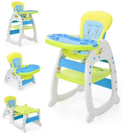 SANDINRAYLI Baby High Chair,3 in 1 High Chairs for Babies and Toddlers, Convertible Toddler Highchair, Adjustable Infant Feeding Chair for Boy & Girl, Easy Clean Baby Eating Chair for 6 Months and Up