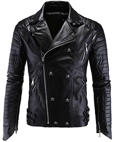 Punk Style Automotive Herren Schaffell Jacken Totenkopf 5XL High Street Style Man Schafleder Mantel Winterkleidung