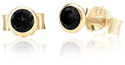 NKlaus Paar 5,0mm 585 Gelb Gold 14 Karat Ohrstecker Kristall Zirkonia Butterfly Verschluss Damen Mädchen