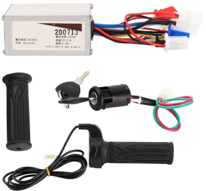 Elektroroller Controller Kit, 24V Scooter Controller Set, Elektroroller Geschwindigkeitsregler Set mit Gasgriffsperre Tuning Chip E Scooter Soflow für Elektrofahrräder Dreiräder 250W