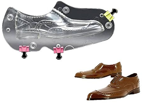 TUKE 21.6 cm Kunststoff-Schokoladenform, große Größe, 3D-Herren-Leder-Schuh-Schokoladenformen mit 3 Clips, Süßigkeitenform, Dekorationsform für DIY, Geburtstagsparty, Dessert, Backen, Gebäckwerkzeug