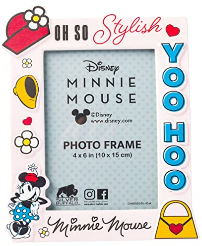 Silver Buffalo Disney Vintage Minnie Mouse Yoo Hoo Oh So Stylish Photo Picture Frame, Pink, 4 x 6 Inches