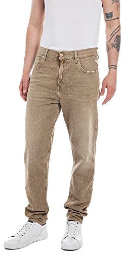 REPLAY Jeans Uomo Sandot Tapered Fit in Denim Comfort, Beige (Desert 613), W33 x L34