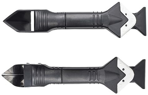 Rascador de silicona 5 en 1, herramientas de calafateo, raspador de ángulo de pegamento de vidrio, acabado de cabeza de acero inoxidable, rascador de sellado, Kit de lechada for quitar raspador (Colo