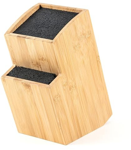 Hanseküche Messerblock - Messerhalter ohne Messer aus Holz Messerbrett (Bambus Braun, Quadratisch Schräg)