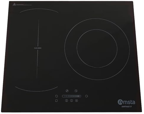 AMSTA AMTI631F, Plaque à Induction, 3 foyers dont 1 FLEXIZONE, 7400 Watts, Booster, Minuterie digitale, Touches sensitives, Noir