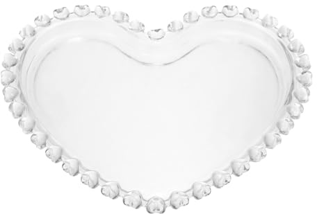 JECOMPRIS Vassoio Di Servizio In Vetro A Forma Di Cuore 17,5X15X2Cm Piatto Di Presentazione Decorativa Per Frutta Snack E Dolci
