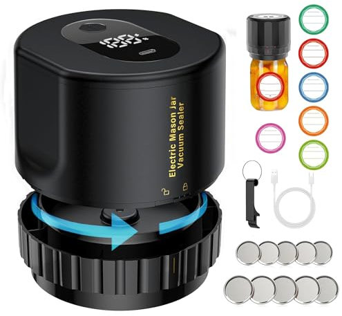 Mason Vakuumiergerät, Elektrisches Einmachglas-Vakuumierer-Kit für breite Öffnung und normale Öffnung, Einmachgläser, Vakuumiergerät für Einmachgläser mit Dosenöffner
