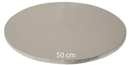 Mytortenland 1,2 cm Cake Board | Tortenunterlage Rund Cakeboard | Karton Pappe | Kuchenplatte | Tortenplatte für Torten und Kuchen Gold/Silber 13 größe (Silber, 50cm)
