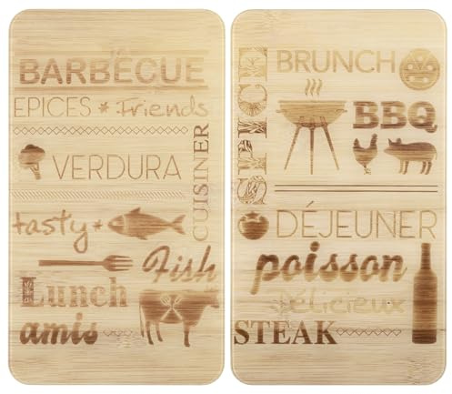Maximex BARBECUE Lot de 2 cache-plaques universelles pour tous types de plaques de cuisson, verre trempé, 30 x 52 cm, multicolore