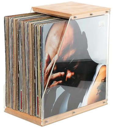 Buwico Vinyl-Schallplattenhalter, Schallplatten Aufbewahrung Schallplattenhalter, Vinyl Massivholz Plattenhalter für LP-Display, Plattenhalter für Moderne Home Office Desktop Dekoration