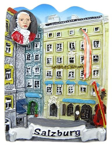 Souvenir Magnet Salzburg Mozart Österreich 7,5 x 5,5 x 1,5 cm Kühlschrankmagnet Deko GCG 714780