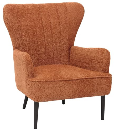 Mendler Lounge-Sessel HWC-K37 Stoff - orange | Cocktail-/Ohrensessel, Polsterstuhl, Retro, Vintage, Chenille, (500g/m²), Öko-Tex