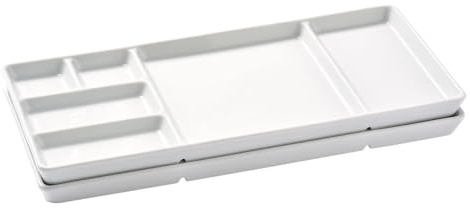 Betty Bossi Gourmet-Teller mit Fächern im Set - Fondueteller, Racletteteller und Barbecueteller mit Unterteilung Porzellanteller weiß, 36x16x2cm, 2 Stück