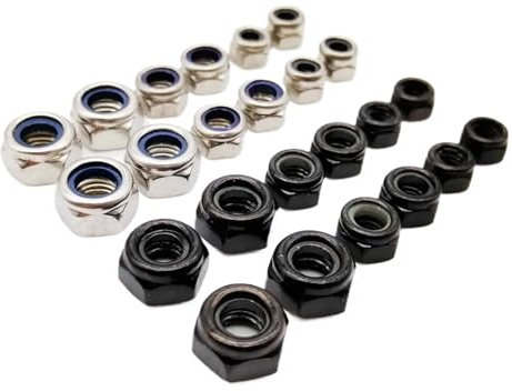 50 Stück M2 M2.5 M3 M3.5 M4 M5 M6 Edelstahl 304 Schwarzer Stahl Verzinkt Sechskant-Sicherungsmutter mit Nyloneinsatz Selbstsichernde Nylock-Sicherungsmutter(304 stainless steel,M4)