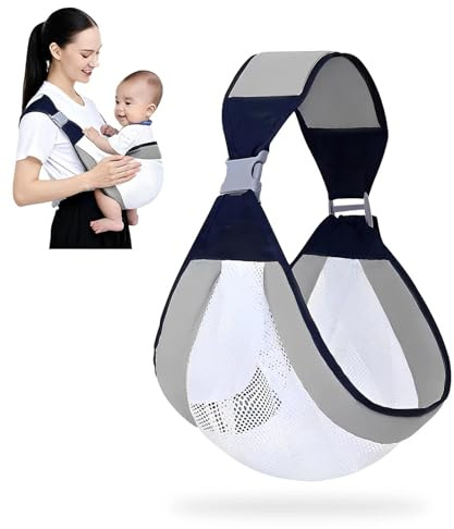PHMING Babytrage Seitlich, Atmungsaktive Babytrage für Babys 0-36 Monate, Ergonomische Kindertrage Seitlich bis 20 KG, Leicht & Verstellbar, Grau