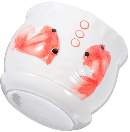 iplusmile Keramischer Blumentopf Mit Untersetzer Im Goldfisch-Design Für Sukkulenten Und Kleine Pflanzen Für Büro Bücherregal Und Garten Dekorativer Pflanzbehälter Für Drinnen Und