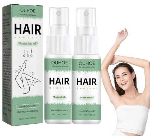 1/2/3 unidades Hair Off Spray Depilatorio Spray Depilatorio, Crema de Depilación Privada Hidratante Aplicación en Piernas, Piernas, Brazos y Cara Eliminación Rápida (2)