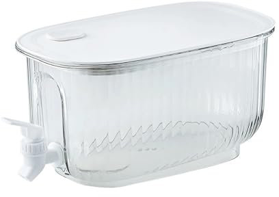 Teiera Vetro Distributore di bevande for frigorifero da 4 litri, brocca for acqua con rubinetto, grande capacità, bollitore freddo, brocca for succo, secchio for acqua fredda for la casa Brocca(Bianco
