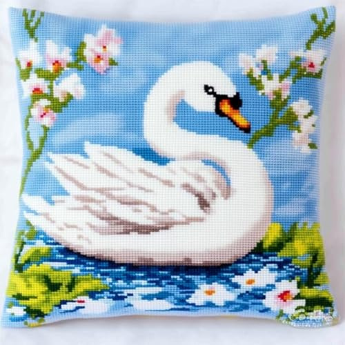 ANSIWEIGO Juego de cojines de nudos para principiantes, adultos o niños, para anudar tú mismo, 43 x 43 cm, cisne en el agua