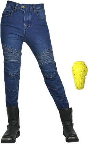 Generisch Pantaloni da equitazione da donna, protettivi, antigraffio e ispessiti, con chiusura lampo, jeans sportivi casual per tutte le stagioni, pantaloni da donna estivi, Blu, M