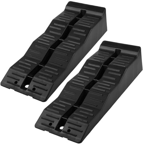 ABOOFAN 2pcs Rv Leveling Ramps Durable Hdpe Trailer Leveling Blocks with Triple Levels Heavy Duty Wheel Chocks for Camper Stabilization Capacity