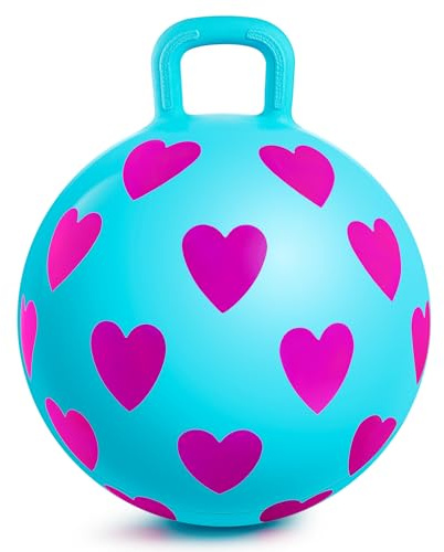 U&C Planet 38 cm Hüpfball für Kinder 3-6 mit Pumpe Rosa Herz | Belastbarkeit 100 kg, Sprungball für drinnen & draußen, Geschenk für Jungen & Mädchen zu Geburtstag & Weihnachten