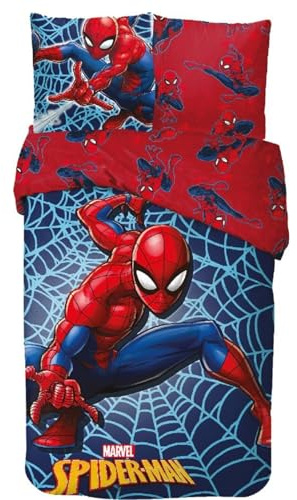 arlis Parure de Lit Spiderman pour Enfant, Housse de Couette Réversible 140x200 cm, Taie d'oreiller 63x63 cm, 100% Coton (Parure de lit Spiderman)