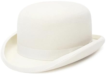 DJSKLDF Cylinderhatt ullfilt cylinderhatt för män kvinnor trollkarl Fedora formell bowlerhatt (vit, S (55 cm))