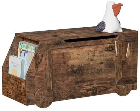 Sitzbank mit Stauraum, Schuhbank, 100 x 40 x 51cm Kinderzimmer (braun) | Spielzeugkiste für Kinder, mit Deckel, Spielzeug Aufbewahrungsbox, für Flur, Schlafzimmer, Wohnzimmer