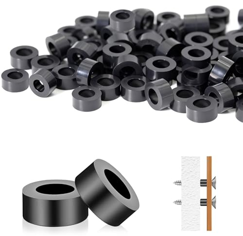 Bohrma 200 Stück ABS Distanzhülsen Kunststoff M6 Isolierung Gummi Abstandshalter Distanzhülsen Rund 11x5 mm für M6 Schrauben für Leiterplatten Trennen Metallischer Bauteile (Schwarz)