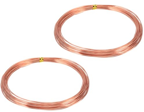 QUARKZMAN 99.9% Fester Blanker Kupferdraht, Weicher Reiner Kupfer Basteldraht 52 Fuß 24 Gauge (0.5mm) Für Handwerk Schmuckherstellung Elektrokultur Gartenarbeit, Packung Mit 2 (16m)