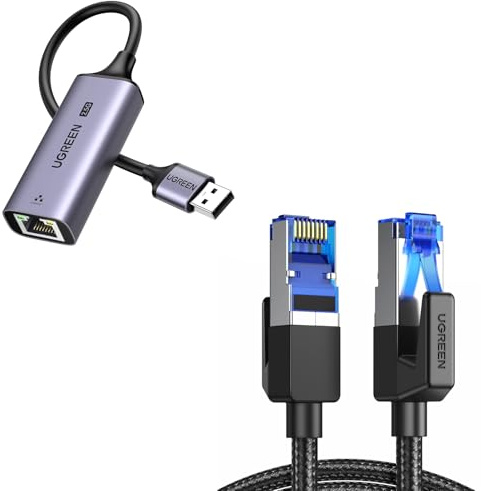UGREEN Cat 8 Câble Ethernet Réseau RJ45 Super Débit 40Gbps 2000MHz Nylon Tressé Double Blindage Compatible avec Routeur Switch Modem Décodeur TV Box Internet PS5 PS4 Xbox Console de Jeux PC (1M)