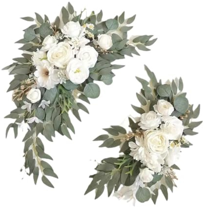 Baoblaze 2x fiori di seta, festoni floreali per decorare, festoni di fiori artificiali, per arco nuziale, per la cerimonia della porta d'ingresso, casa, Bianco