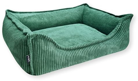 4 l textil Mysig kattsäng av snöre, premium line, kattkorg, ortopedisk kattsäng med överdrag, Memory Foam kattsoffa, fluffig (grön, 60 x 40 cm)