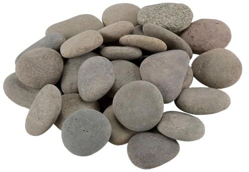 FUNSUEI Set di 30 ciottoli piatti per pittura, pietre lisce da 3-5 cm, per pittura e artigianato fai da te, rocce naturali di fiume per decorazione acquario