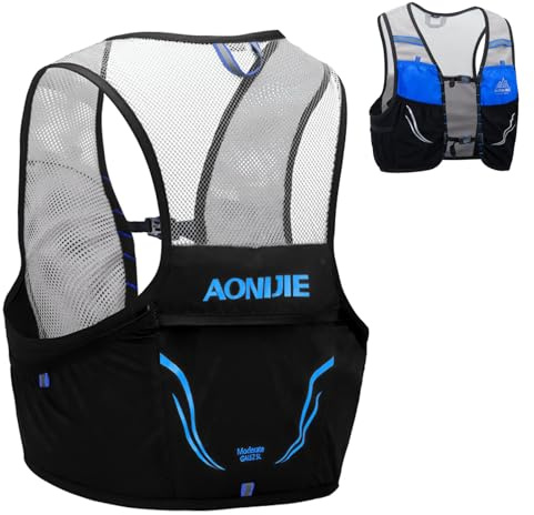 TRIWONDER Chaleco de Hidratación Mochila de hidratación Ligero 2,5L para Trail Running Ciclismo Marathoner Hombre Mujer (Azul y Negro - Solo Chaleco, L/XL (102 - 115 cm))