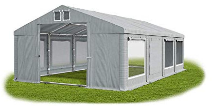 Das Company Tenda per Feste Grigio 5x8m con Persiane e Zanzariere Impermeabile 560 g/m2 PVC Telone Costruzione Summer Plus sul Fondo e Rinforzi Tetto - Tende Per Esterno Impermeabili - Tendoni Estate