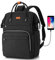 Mochila Portatil 17 Pulgadas,Mochila de ocio Mujer con Puerto de Carga USB para la Escolares/Escola/Negocios/Viajes,Negro