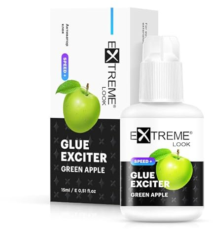 Acceleratore Colla per Extension Ciglia “Green Apple” – Extreme Look 15 ml | Booster Professionale Volume Russo & Mega Volume | Aumenta Adesione, Tenuta e Velocità di Asciugatura | Riduce Incollature