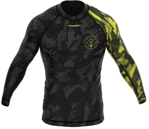 SMMASH Camiseta Deportiva Manga Larga Hombre para Artes Marciales Kickboxing Boxeo Muay Thai Compresión Termica Deportivos De Combate Rashguard