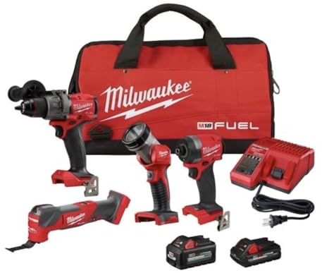 Milwaukee 3698-24MT 18V Fuel 4-Tool Cordless Combo Kit with 6.0Ah 3.0Ah Lithium Ion Batteries