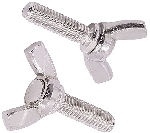M6-1.0 x 16 mm (15 piezas) Tornillos de Ala, Tornillos con Palometa de Acero Inoxidable, Acero Inoxidable 304 18/8, Tuercas de Mariposa, DIN316