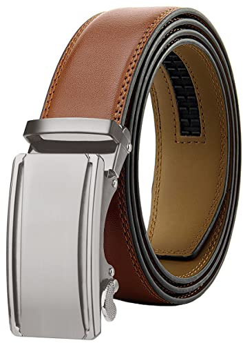 Gürtel Herren,Ledergürtel Ratsche Automatikschließe Business Anzug Gürtel Verstellbarer Leder Gurtgürtel für Jeans, Breit 35mm, Größe Angepasst